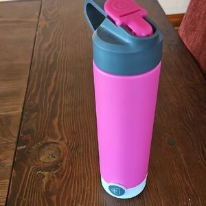 Insulated Pink Travel Water Bottle with Dark Gray Lid